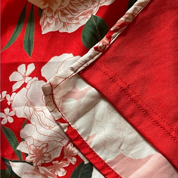 LULUS TRUELY DARLING RED FLORAL PRINT SATIN ONE-SHOULDER MIDI DRESS SZ S - Picture 9 of 12